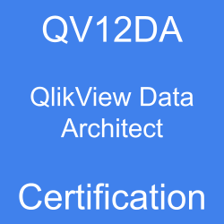 Image with text 'QV12DA QlikView Data Architect Certification' on a blue background.