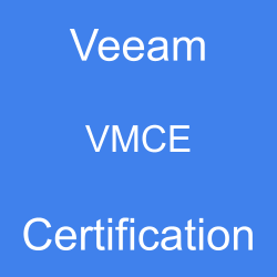 Image with text 'Veeam VMCE Certification' on a blue background.