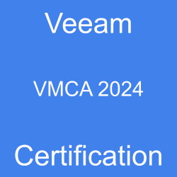 Image with text 'Veeam VMCA 2024 Certification' on a blue background.